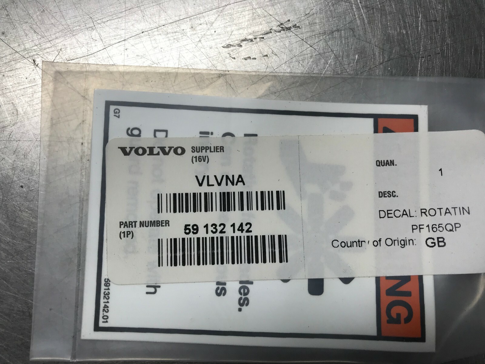 59132142  GENUINE  Volvo   Fan WARNING DECAL   RM59132142