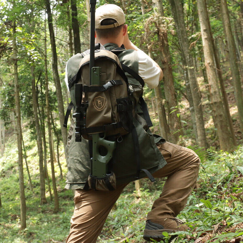 TOURBON Hiking Day Pack Hunting Backpack Rifle Stock Carry Molle Bag Gun Holder