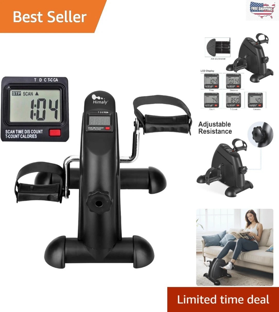 Adjustable Resistance Mini Bike Pedal Exerciser - LCD Display for Easy Tracking