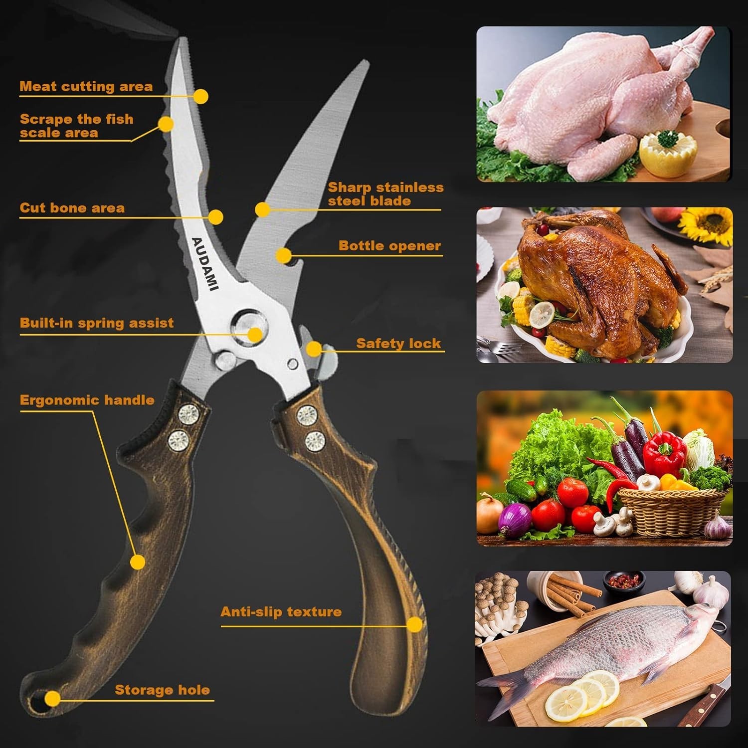 Kitchen Shears 2-Pack Heavy Duty Poultry & Meat Scissors, Bone Shears for Coo...