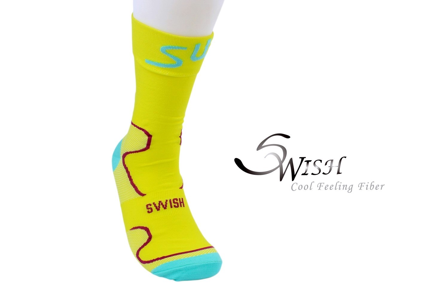 Swish Cooling Max Road MTB Cycle Bike Sports Socks L-Size In Chartreuse Yellow