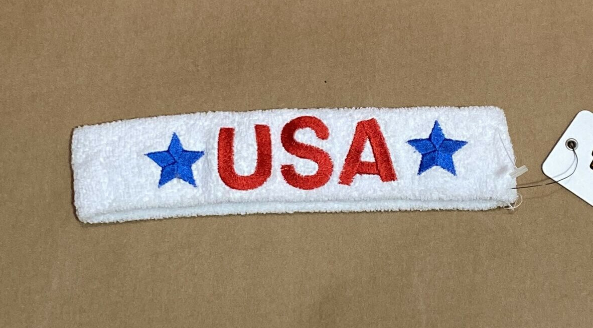 USA sweatband white red ble terry costume tipsy elves