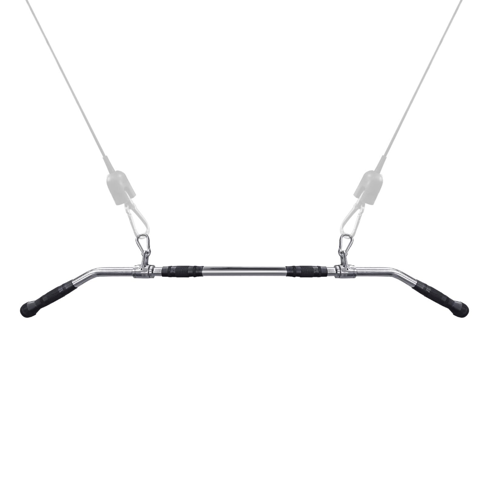 48'' LAT Pull Down Bar: Rotating Double Hooks for Dual Pulley Cable Machine -...