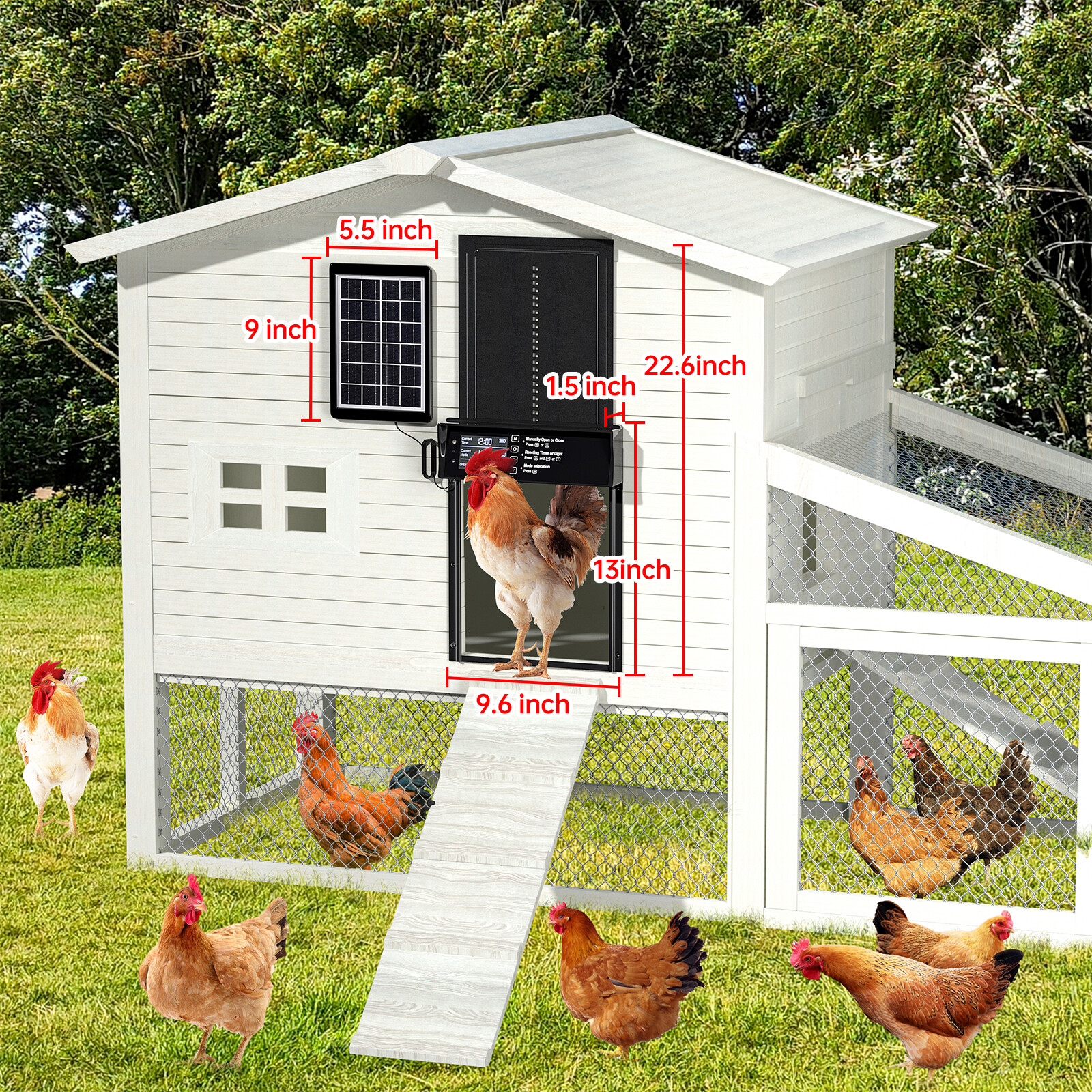 Automatic Smart Chicken Coop Door Weatherproof 4 Modes Light Sensor Opener Timer