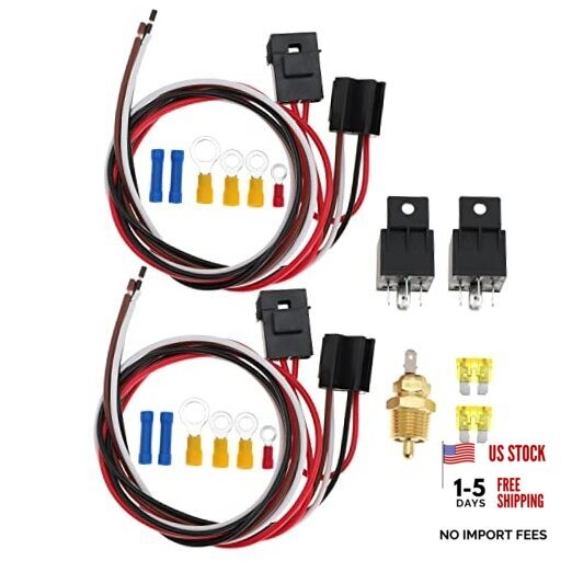 Dual Fan Relay Kit With Thermostat 185 On 175 Off 40A Temperature Sensor