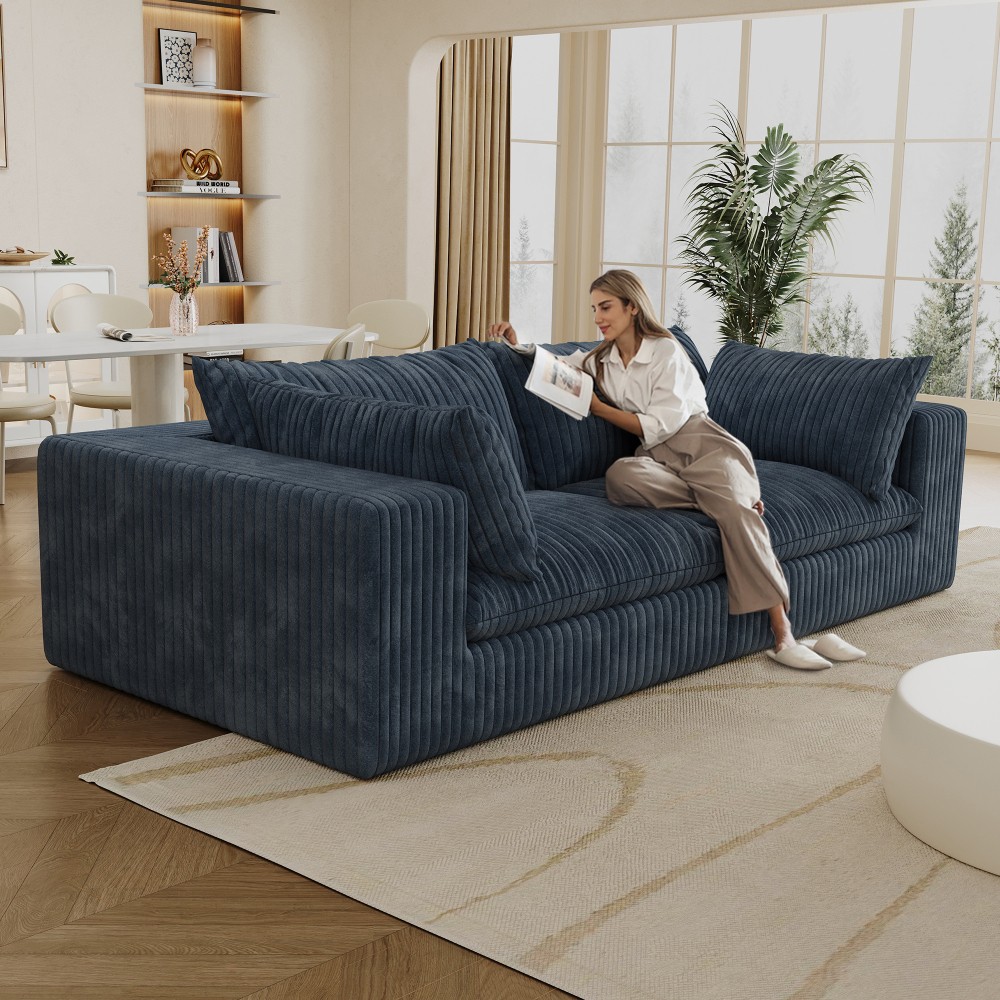 Blue 2-Seat Modular Fabric Sofa Modern Sofa Couch Versatile Design Free Shipping