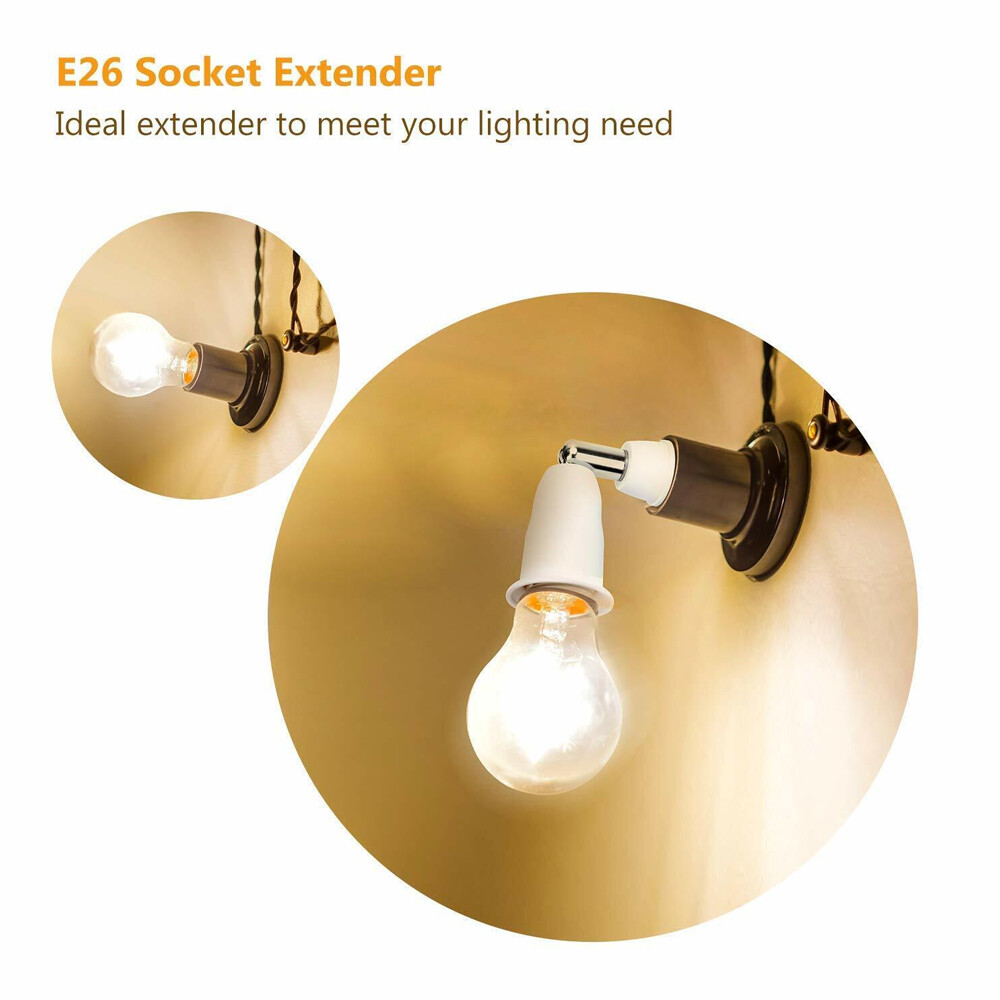 2Pcs E26 E27 to E26 E27 Light Bulb Socket Converter Lamp Holder Adapter Extender