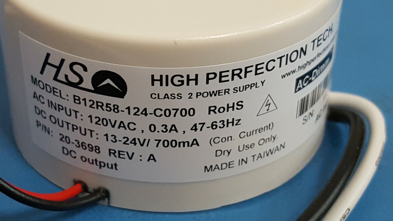 HS LED Driver , AC-DC  Power Supply 15W, B12R58-124-C0700 , output 13-24V, 700mA