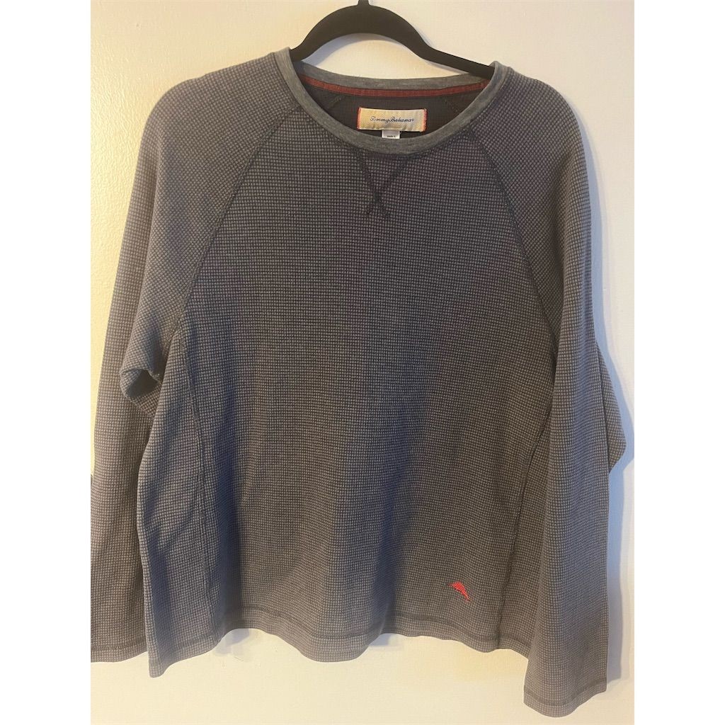 Tommy Bahama Men's Gray Waffle Knit Thermal Sweater Size L
