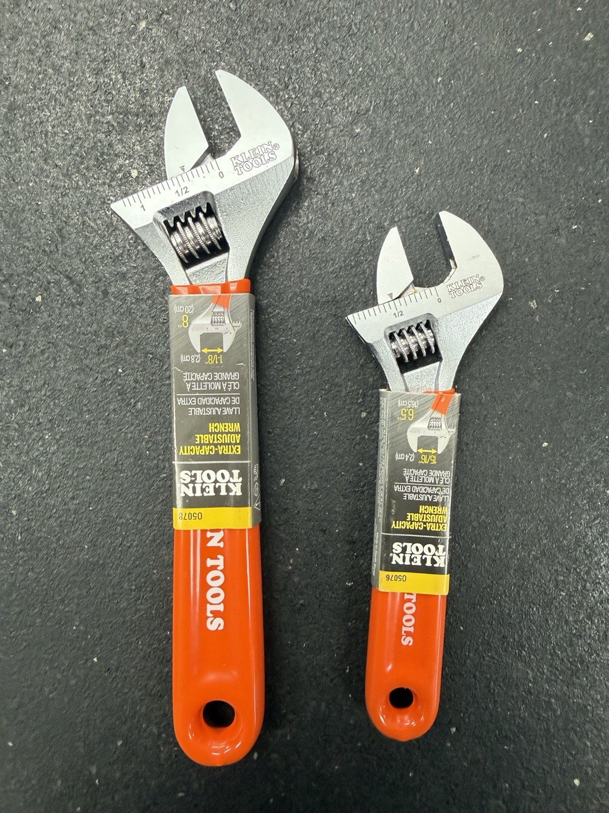 Klein Tools 05078 8” & 05076 6.5” Extra-Capacity Adjustable Wrenches NEW!!!!!!!!