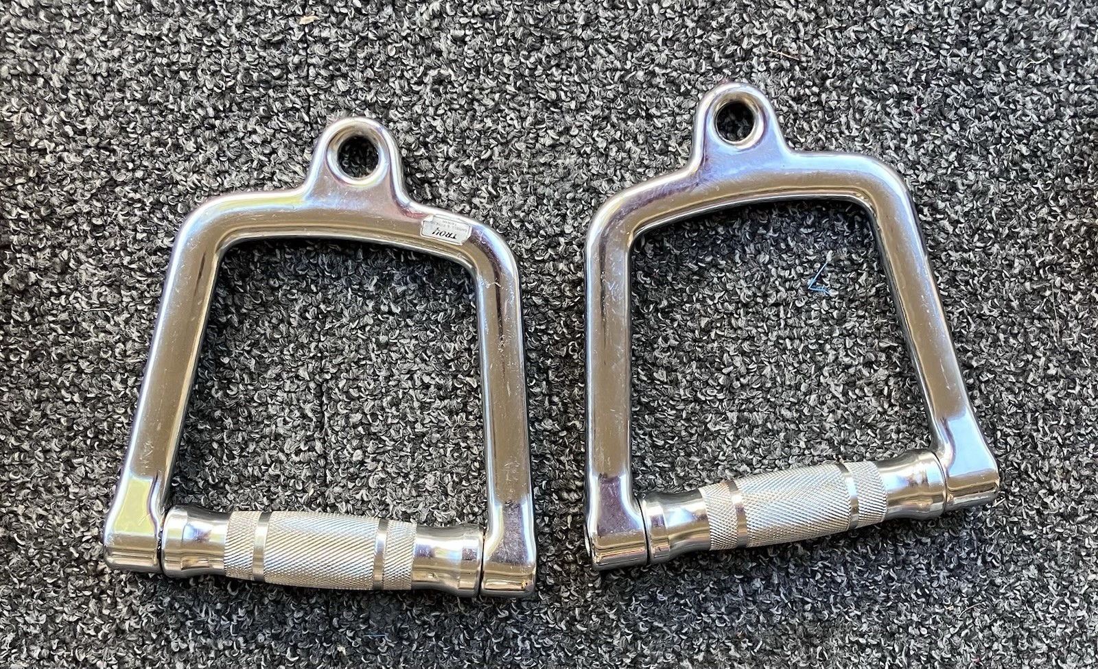 Troy Barbell Fitness Cable Attachment Handles Pair Chrome Revolving Grip EUC