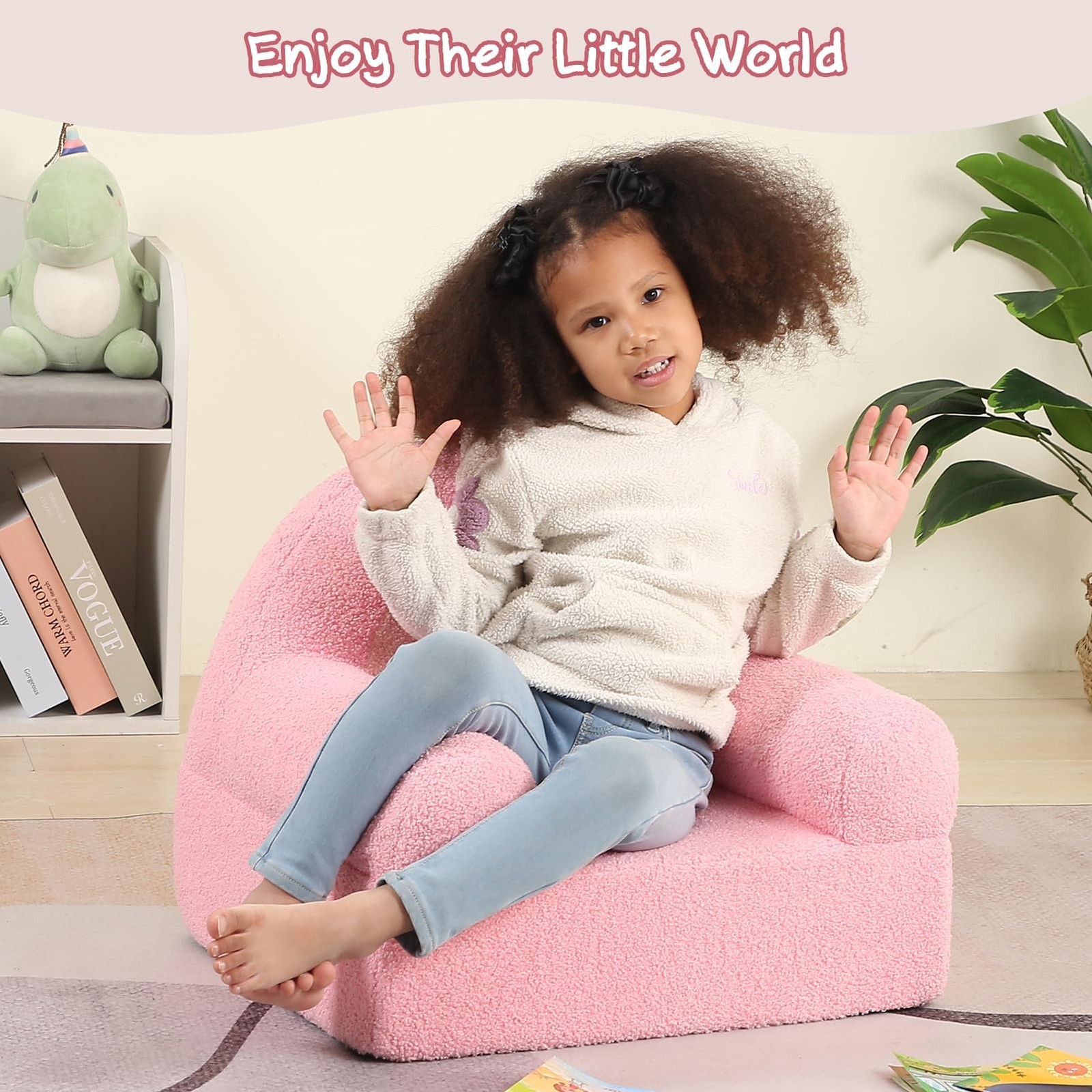 Comfy Toddler Chair, Snuggly Kids Armchair, Pink Rainbow