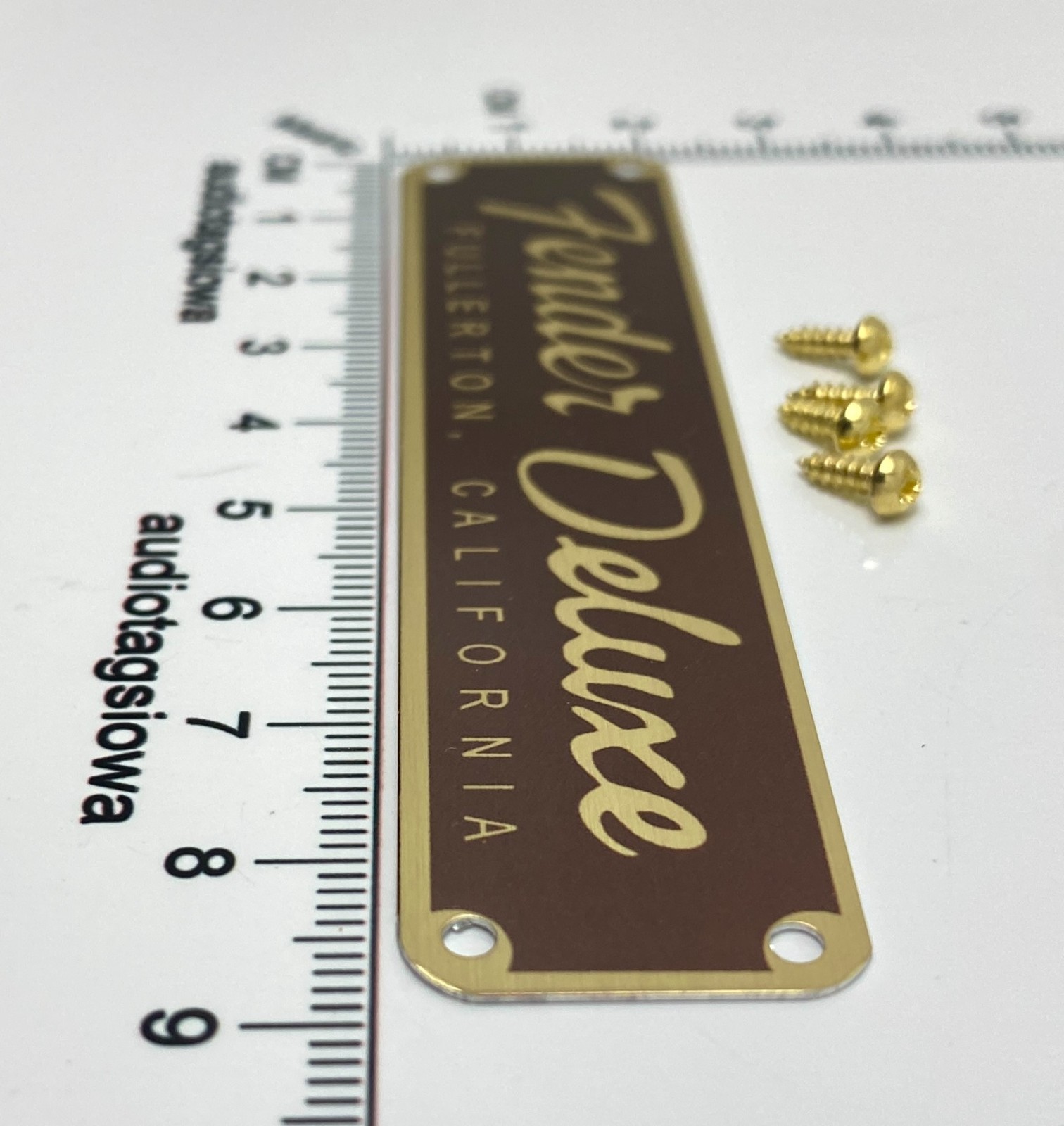 Fender Deluxe Fullerton Logo Case Badge Custom Made Aluminum with Screws
