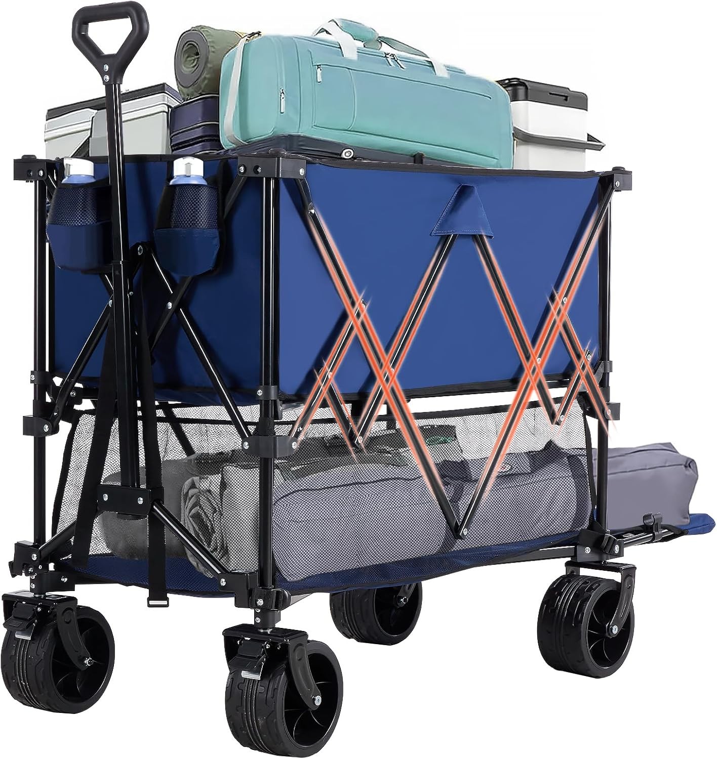 Heavy Duty Double Deer Wagon Cart with Extender, Lar acity