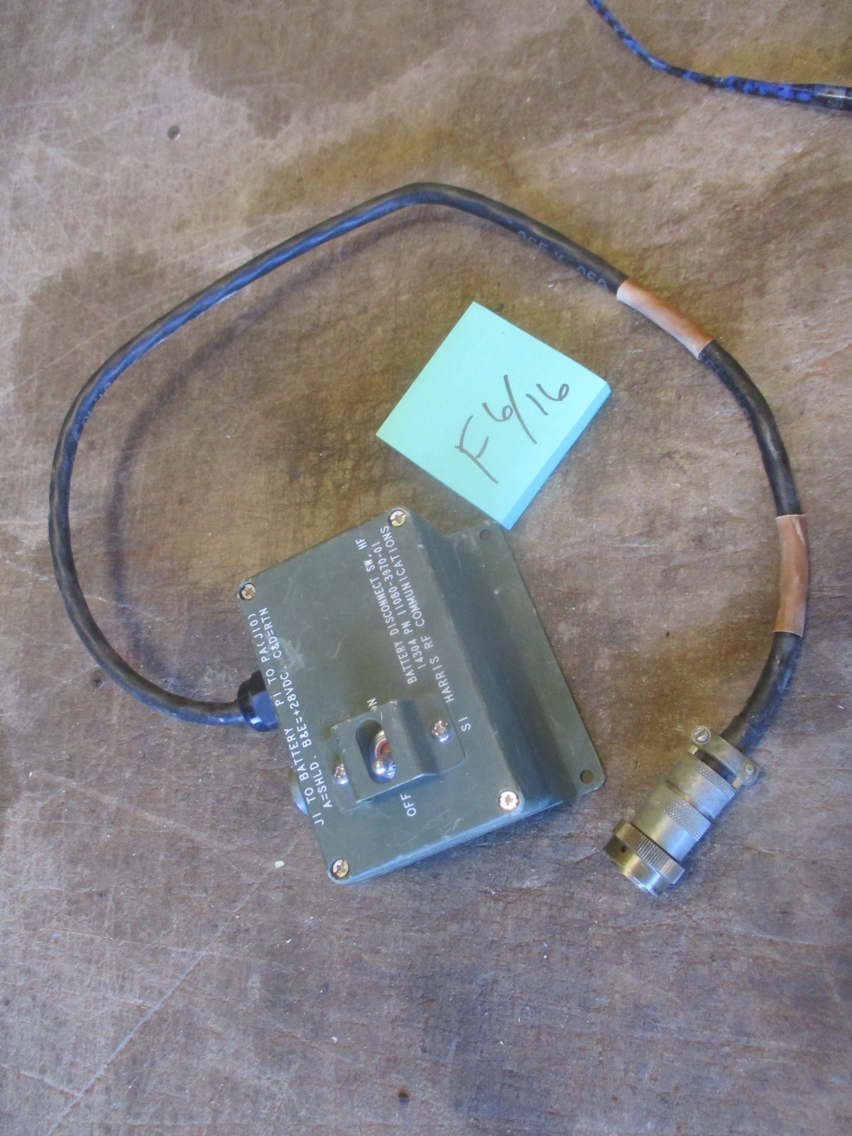 NOS Harris RF Comm Battery Disconnect SW, HF, PN 11080-3970-01, for HMMWV