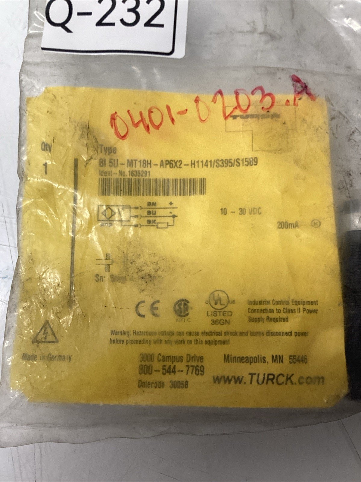 Turck BI5U-MT18H-AP6X2-H1141/S395/S1589 Proximity Sensor 5mm PNP New Q-232