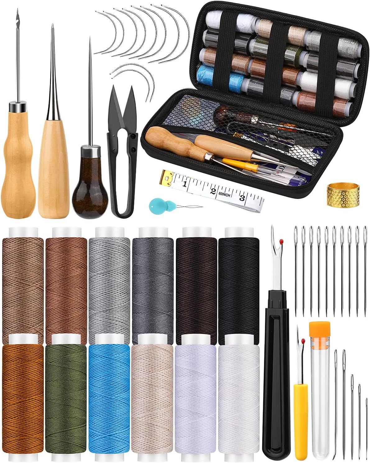 BAGERLA Heavy Duty Sewing Kit, 48pcs Needle and Thread Kit with Upholstery...