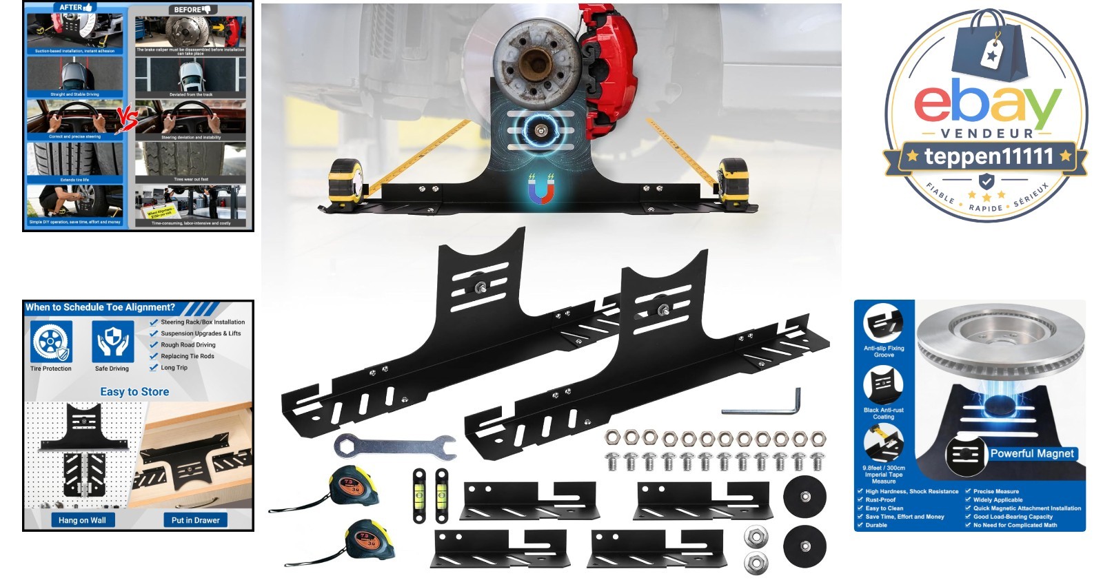 Wheel Alignment Tool Kit, 2 PCS Magnetic Measuring Tapes, Heavy Duty