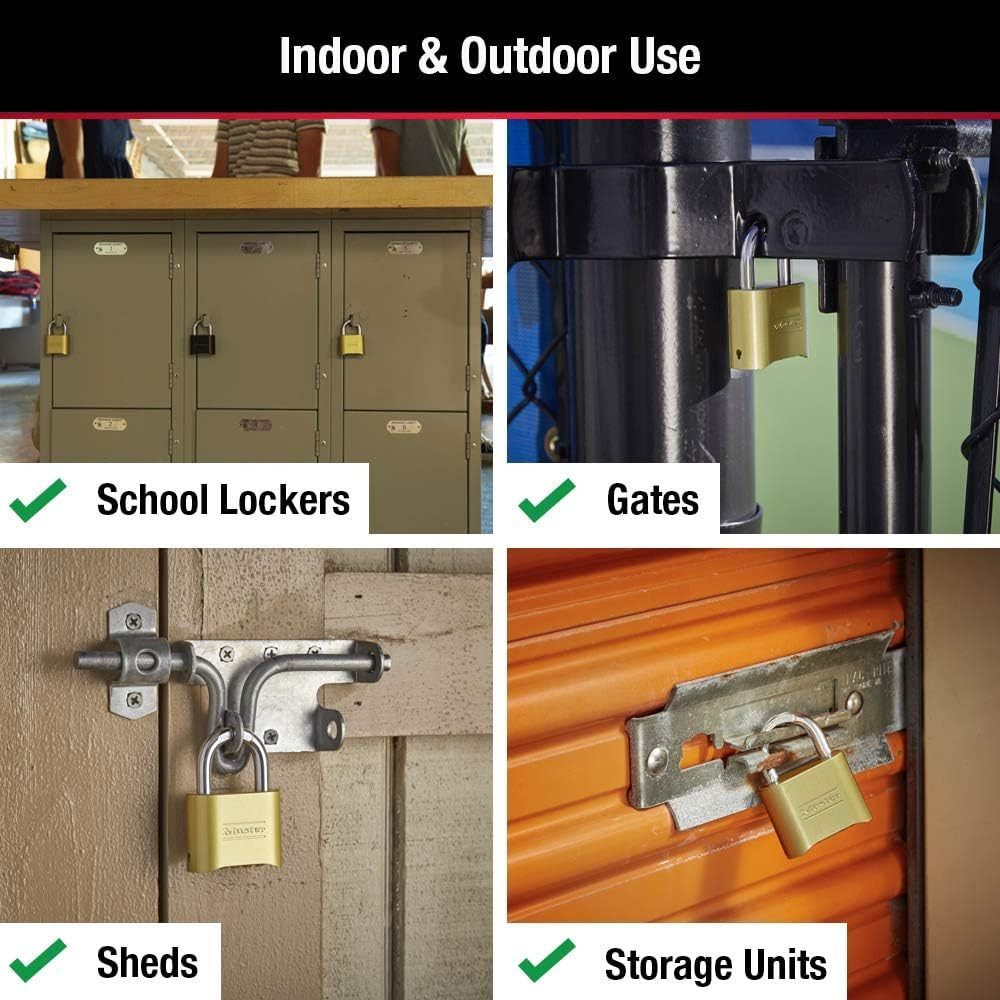Brass Combination Padlock for Indoor and Outdoor Use with Resettable Combinat...