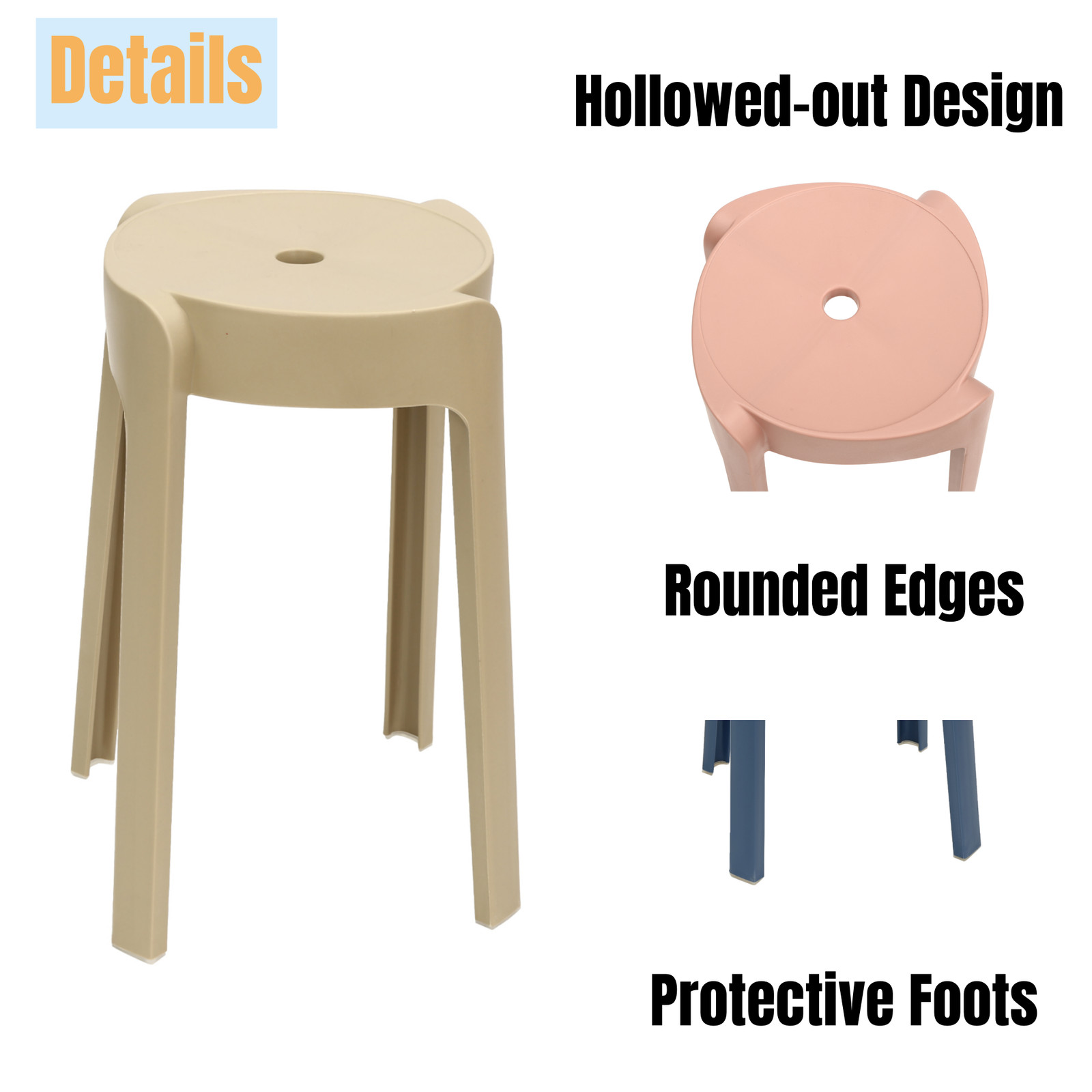 10Pack 18" Stackable PP Barstool Set Dining Table Chair Counter Height Stool