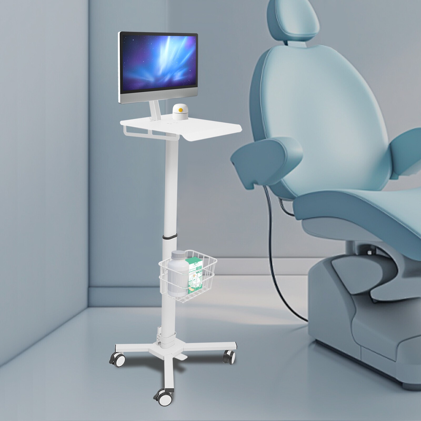 Adjustable Rolling Medical Cart with iPad Holder for Healthcare & Spa