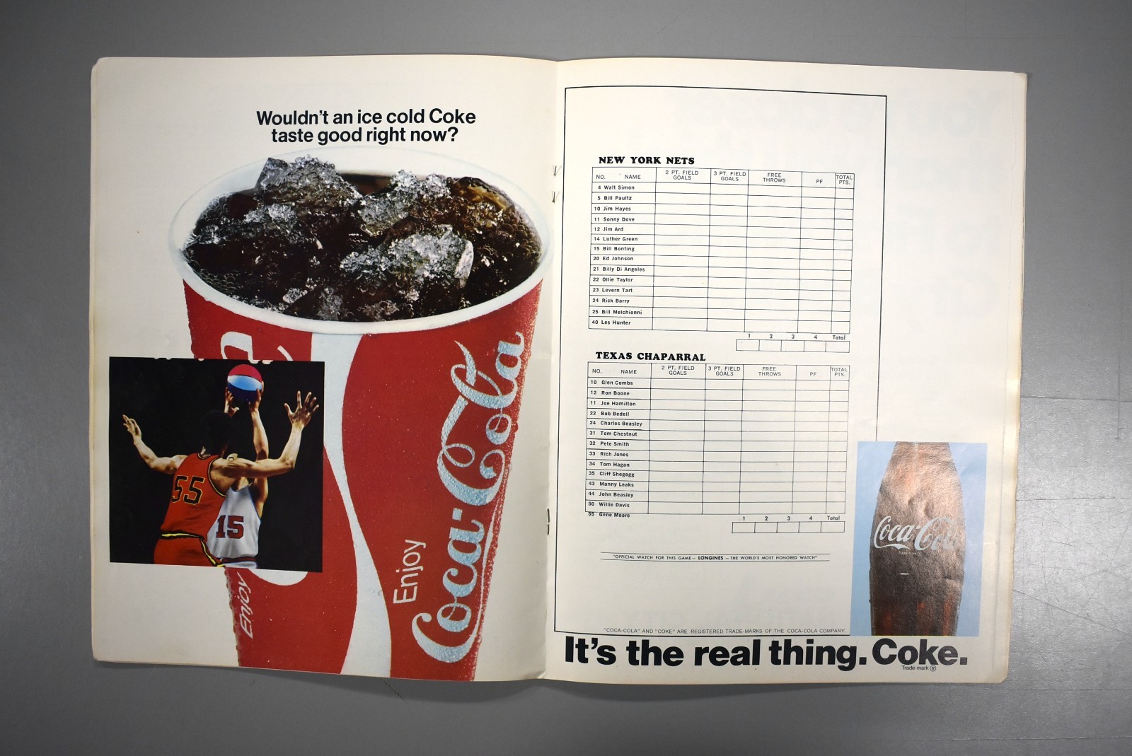 New York Nets vs Texas Chaparral 1970-71 Season Official Program Scorecard