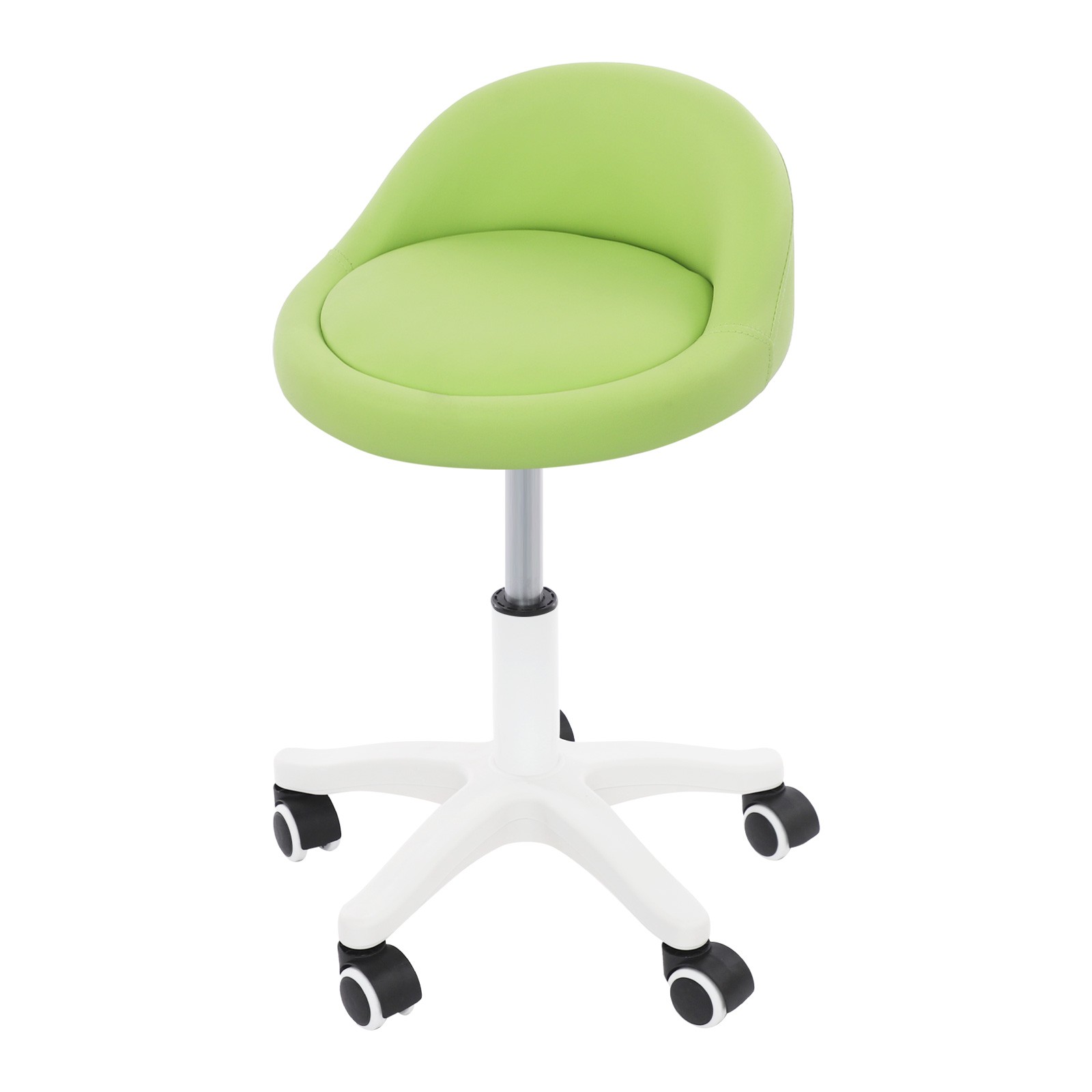 Adjustable Beauty Salon Chair Rolling Stool, Rolling Stool W/ Low Backrest Green