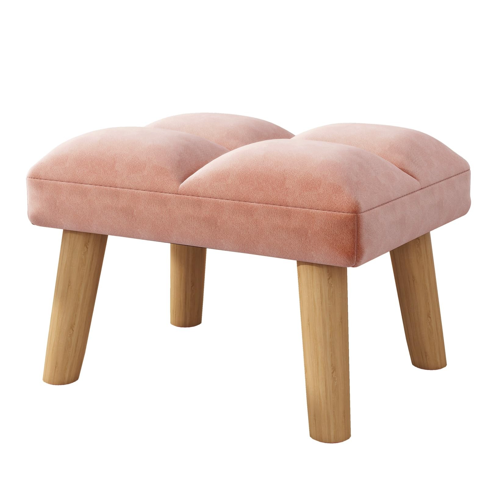 YMYNY Footstool, Small Ottoman Chair with Wooden Legs, Modern Padded Sofa Seat F