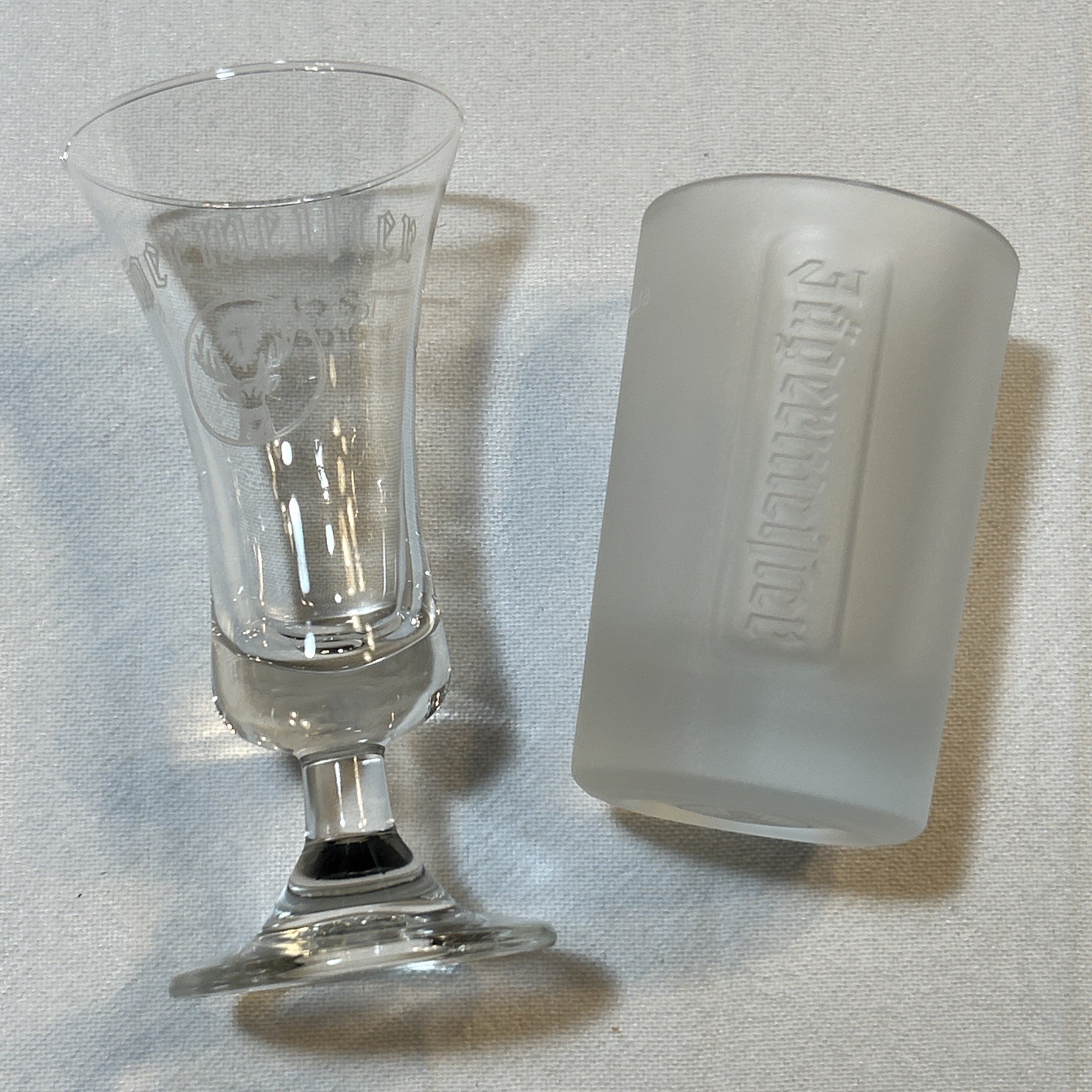 Jägermeister Cordial Shot Glasses One Frosted One Clear