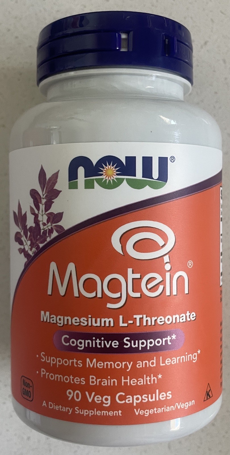 NOW Foods Magtein Magnesium L-Threonate – 90 Veg Capsules – Expires 01/2029