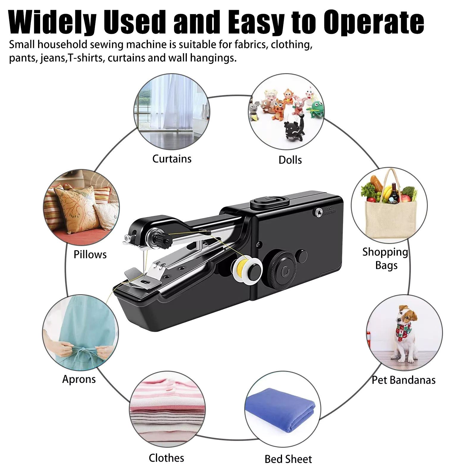 Handheld Mini Sewing Machine Stitch Electric Compact Tool w/ Sewing Kit