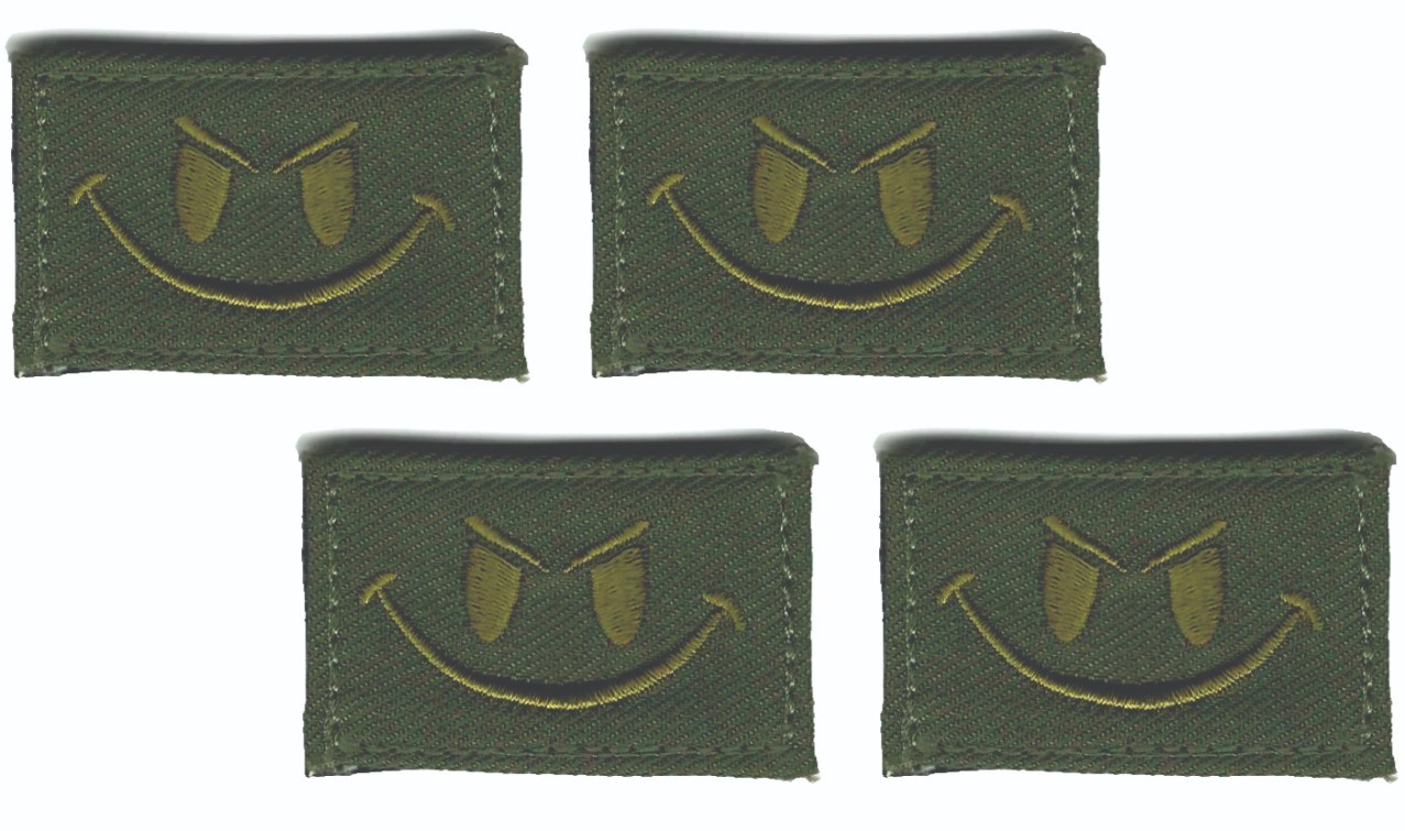 Woodland Tactical Grin Morale Patch Hook Back Lot of 4 (1 5/8" in)