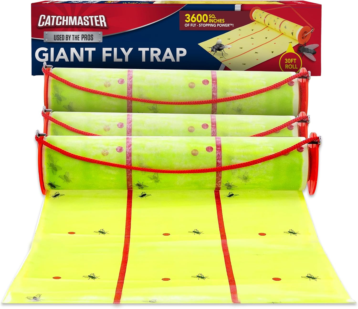 Giant Fly Glue Trap 3-Pack 30 Feet Each, Adhesive Fly Traps Outdoor, Sticky Bug