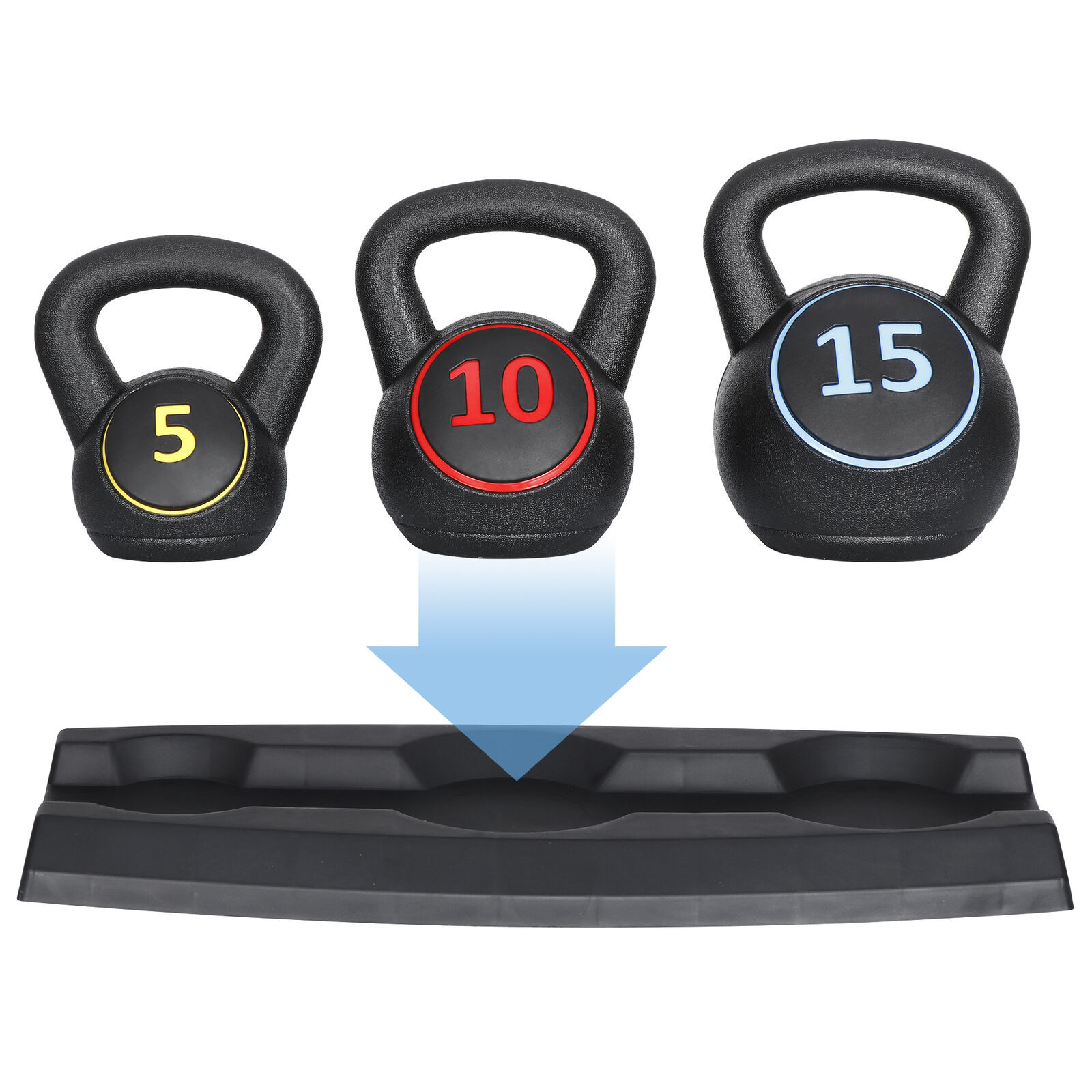 3PCS Kettlebell Set Exercise Fitness Weight Set Include 5 lbs 10 lbs 15lbs Sport