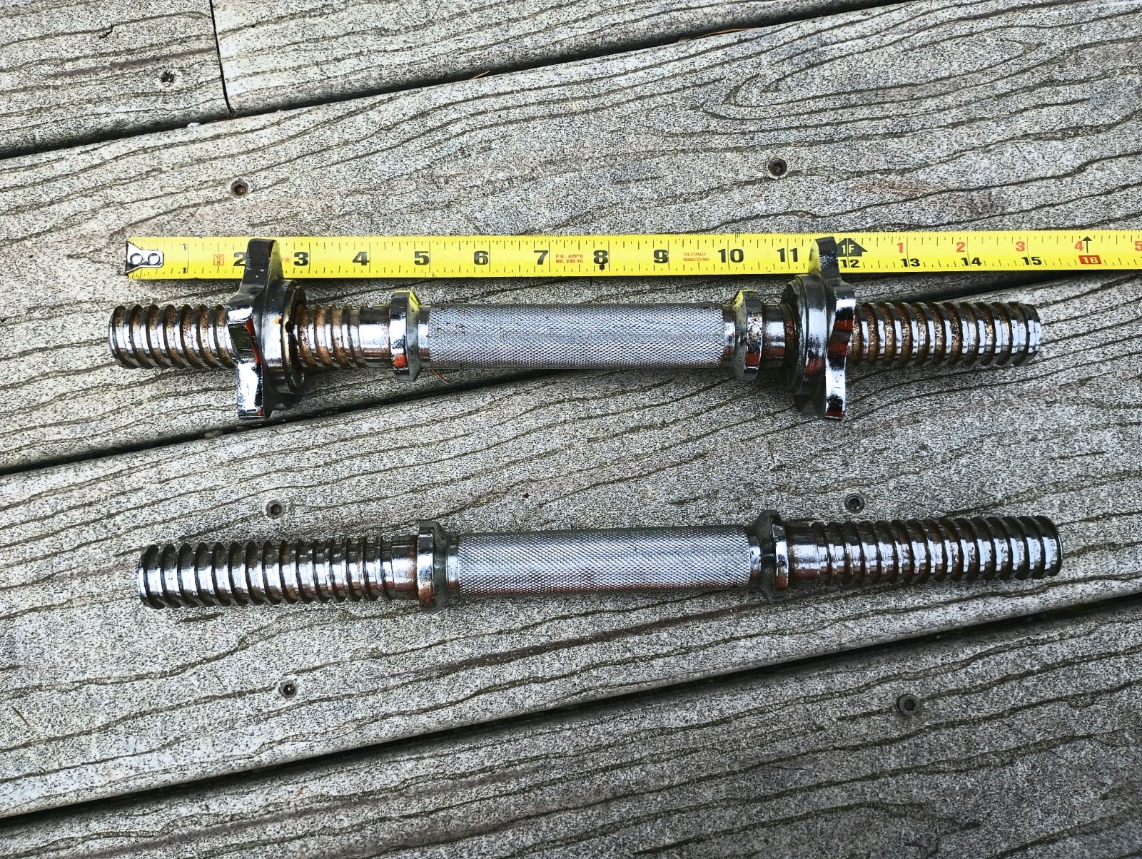 2 Threaded Dumbbell Handles With A Set Of Weider Screw On Collars