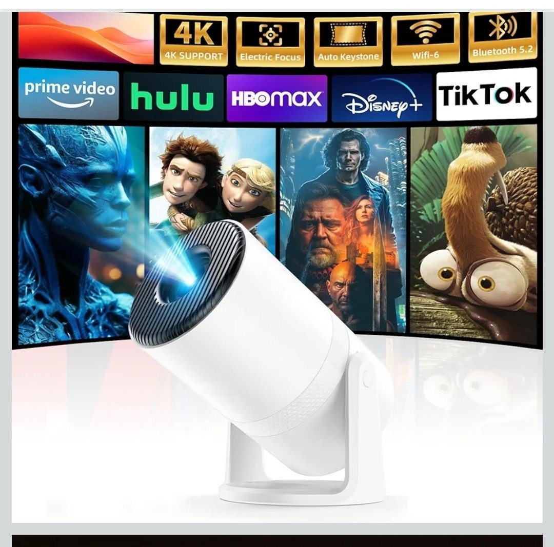 Android 4K 1280*720P Wifi 180° Bluetooth Cinema Portable Projetor Home Theater