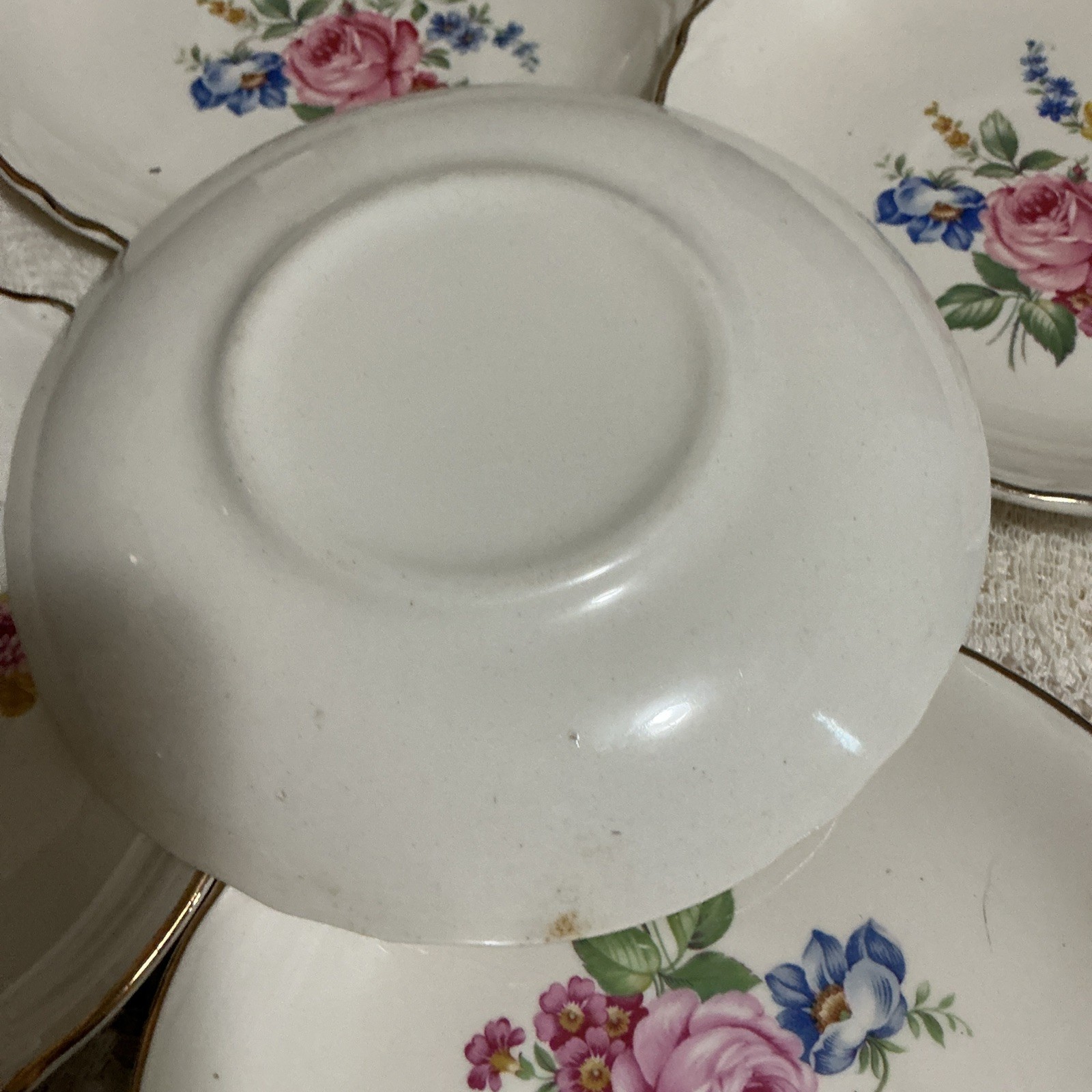 SCIO Pottery Co.Hazel Pattern Pink Rose, Blue&Yellow Flowers22K Gold Trim 1940