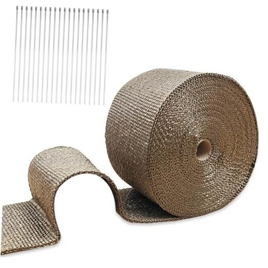 2" x 66' Exhaust Heat Wrap Titanium Pliable Lava Fiber Muffler Roll Pipes,