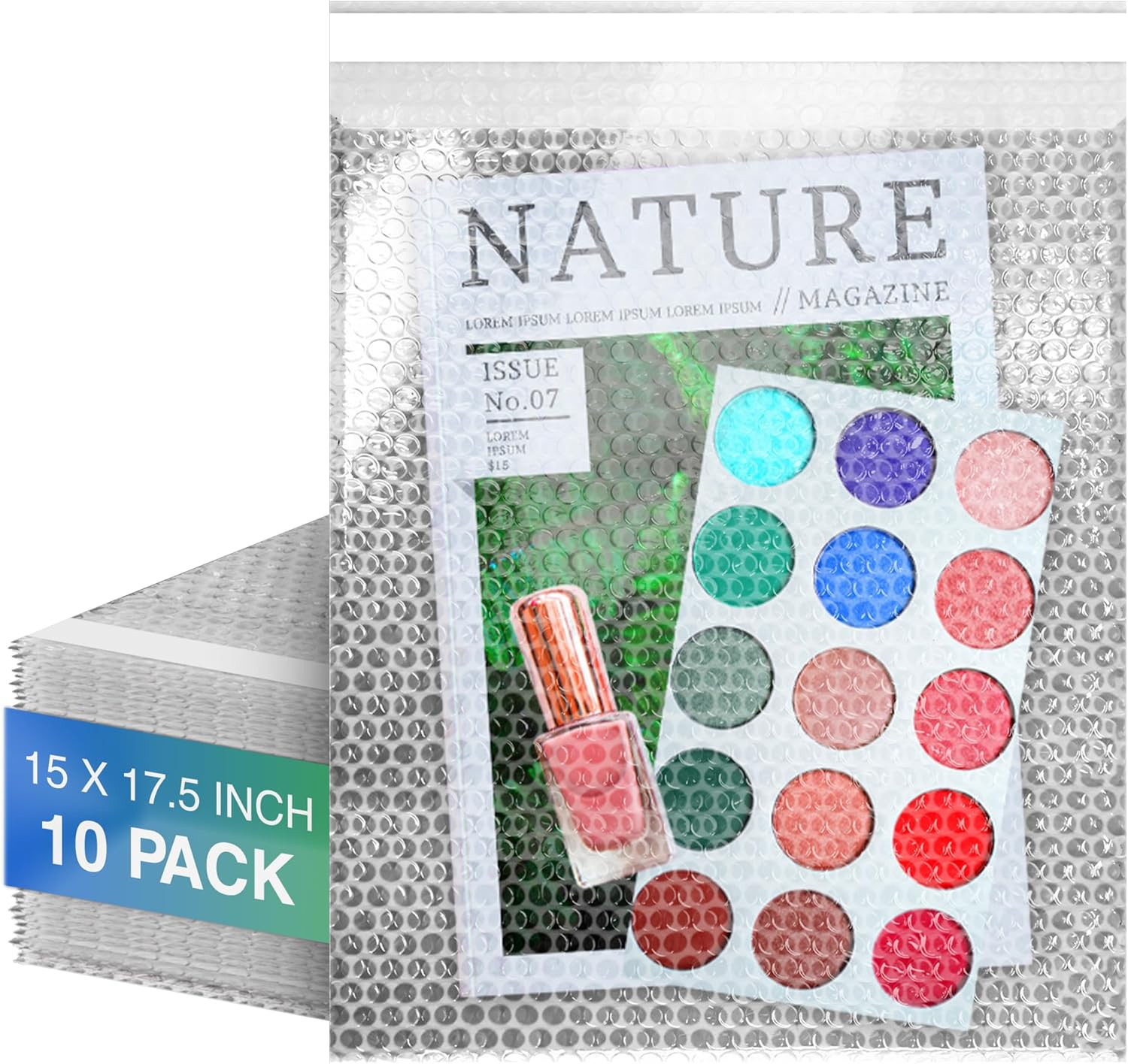 Clear Bubble Out Bags, 15 X 17.5 Inches. Pack of 10 Self Seal Bubble Pouches. Wa