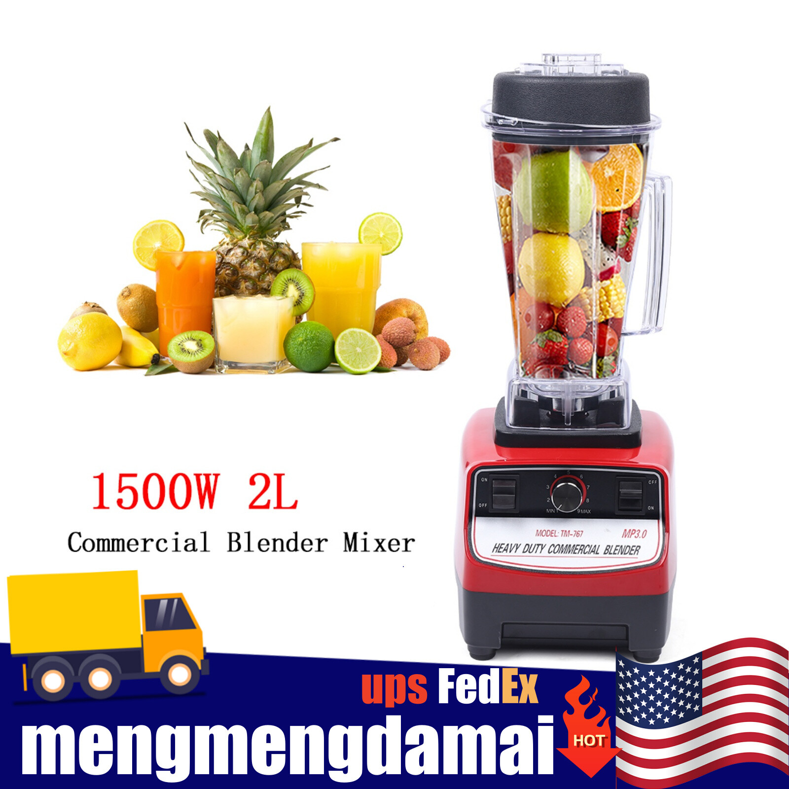 2L Professional Commercial Grade Blender Mixer for Juicer Food Fruit 2HP 110V