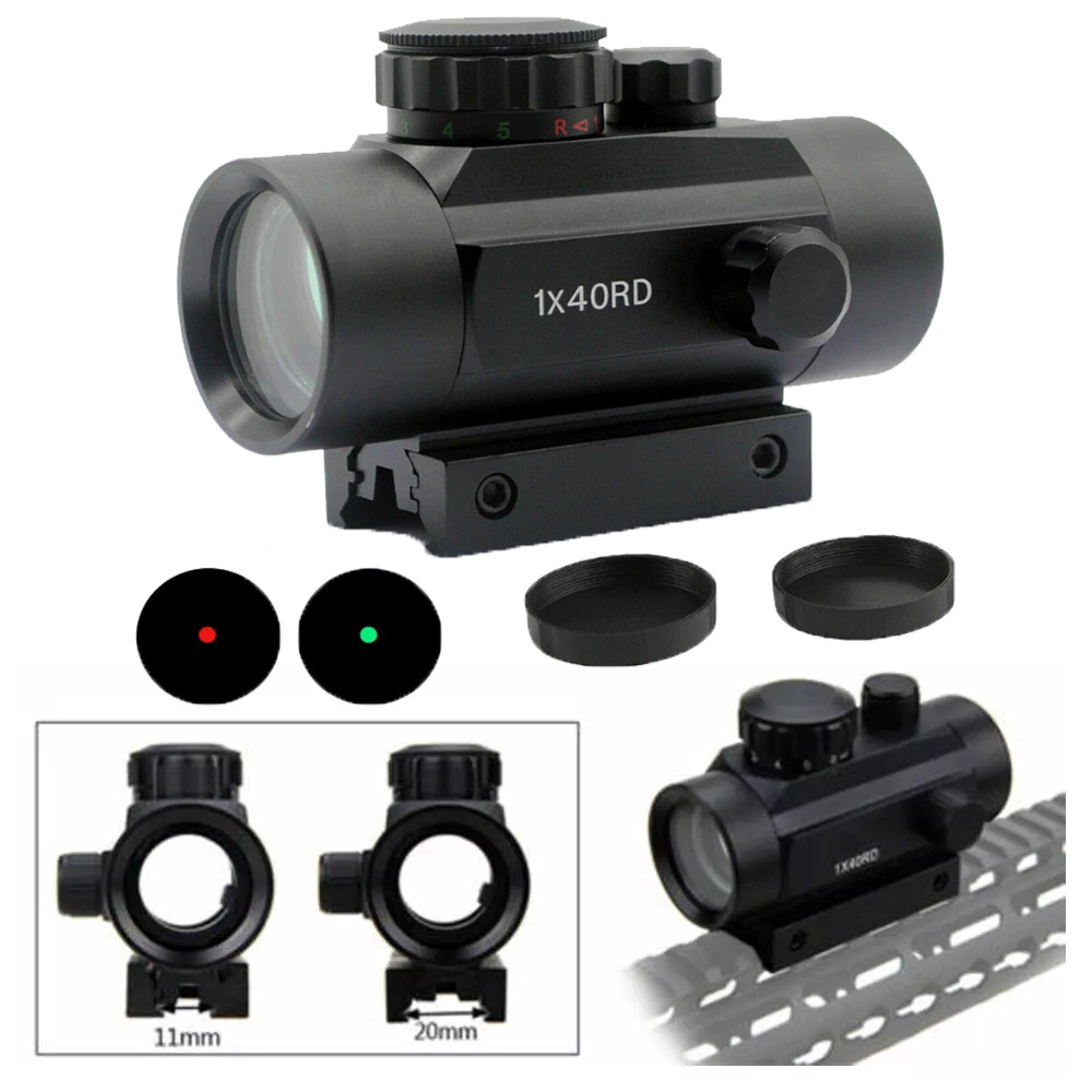 Hunting Equipment Optics 1x40 Red Green Dot Sight Scope for 11mm/20mm Rail Mount