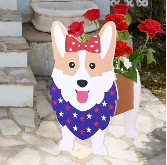 Lnakio Pet Flower Pot 2D American Style Corgi Planter