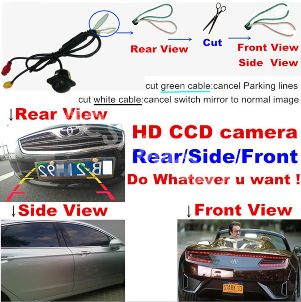 170º NTSC Car Rear View Reverse Backup Parking Camera Waterproof Night Vision