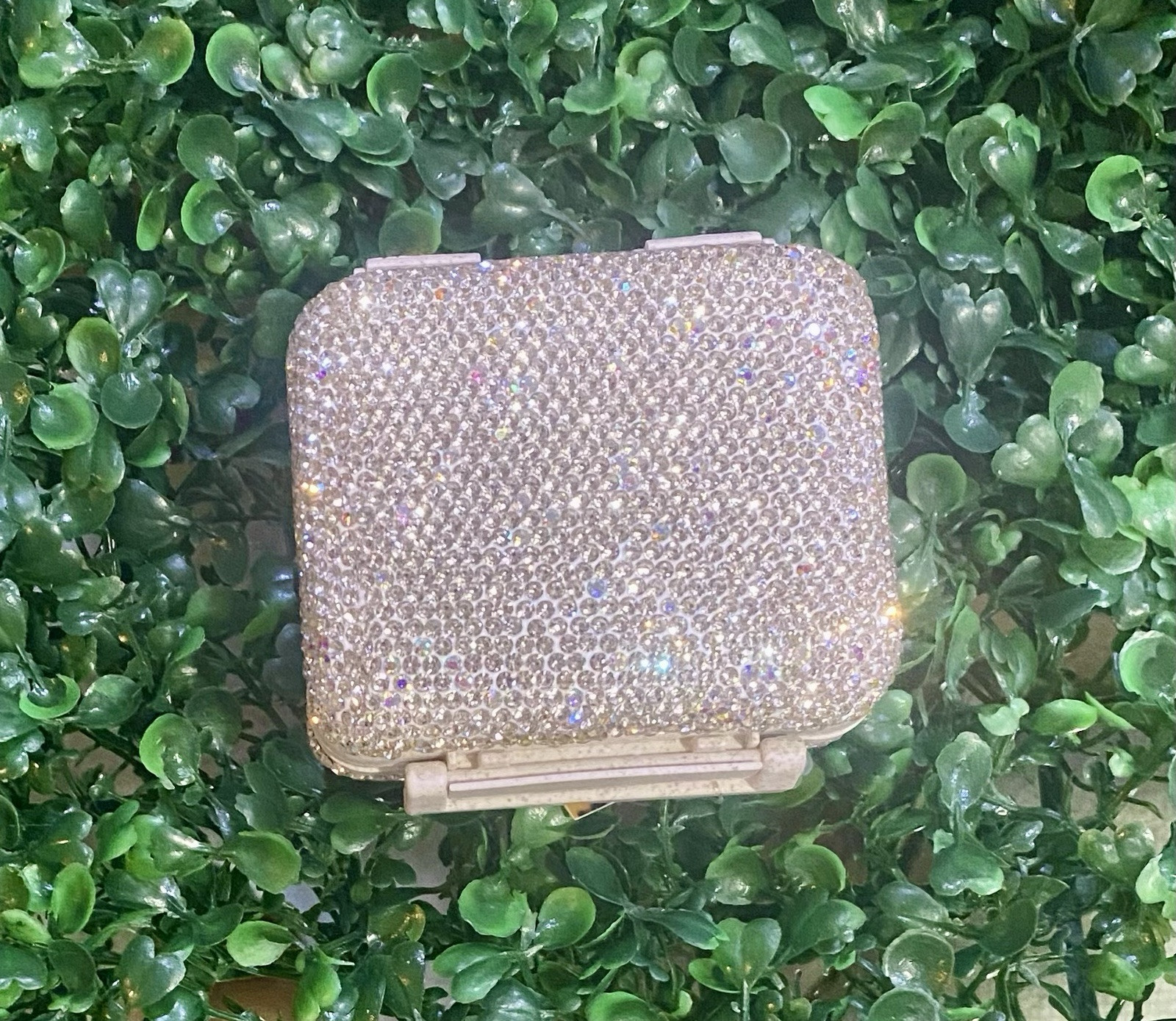 BRAND NEW WITH TAGS Rhinestone Travel Pill Box – Sparkly Compact Medicine Case