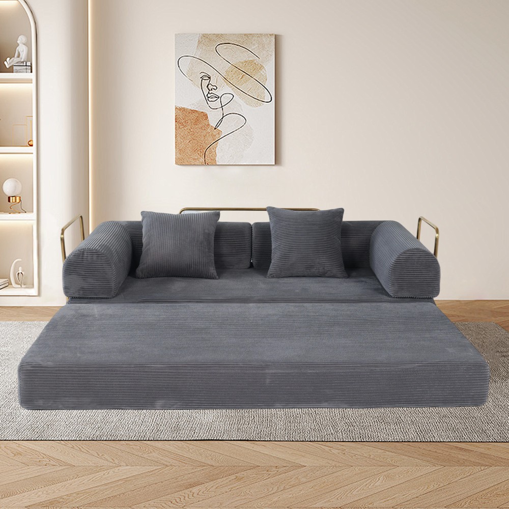 Foldable Sofa Bed 75", 3-Seater Sleeper w/ Memory Foam for Apartment