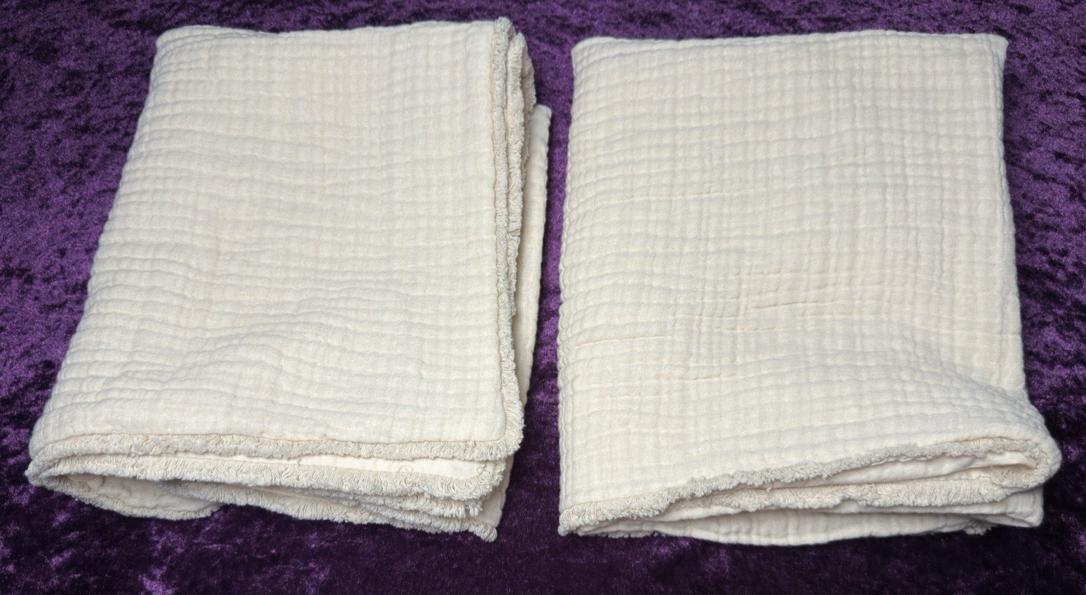 CASALUNA Gauze Shams KING Pillow Set Cotton Cottage Fringe Bohemian Boho Beige