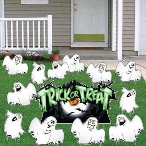 Trick or Treat & Ghosts Yard Card - 12 pcs - Free Shipping