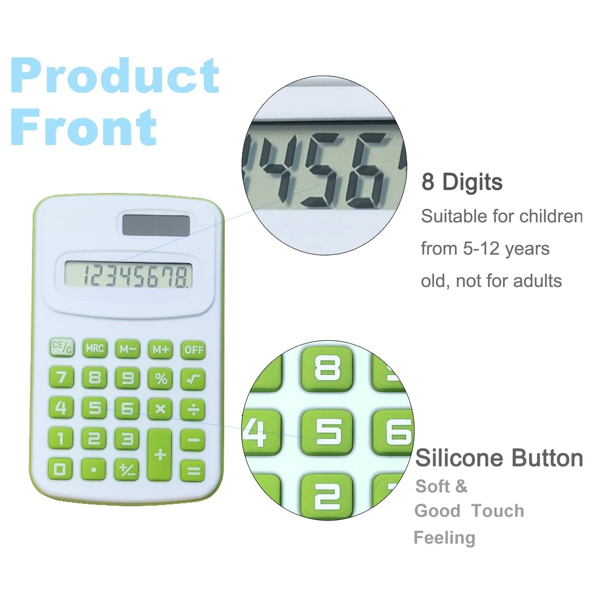 Basic Calculator 8 Digit Silicone Button Desktop Calculator Set Of 8 Colors