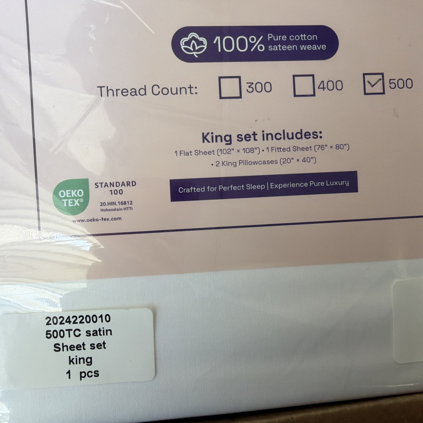 Wakefit 500TC Cotton King Size Sheet Set White Solid Super Soft Breathable