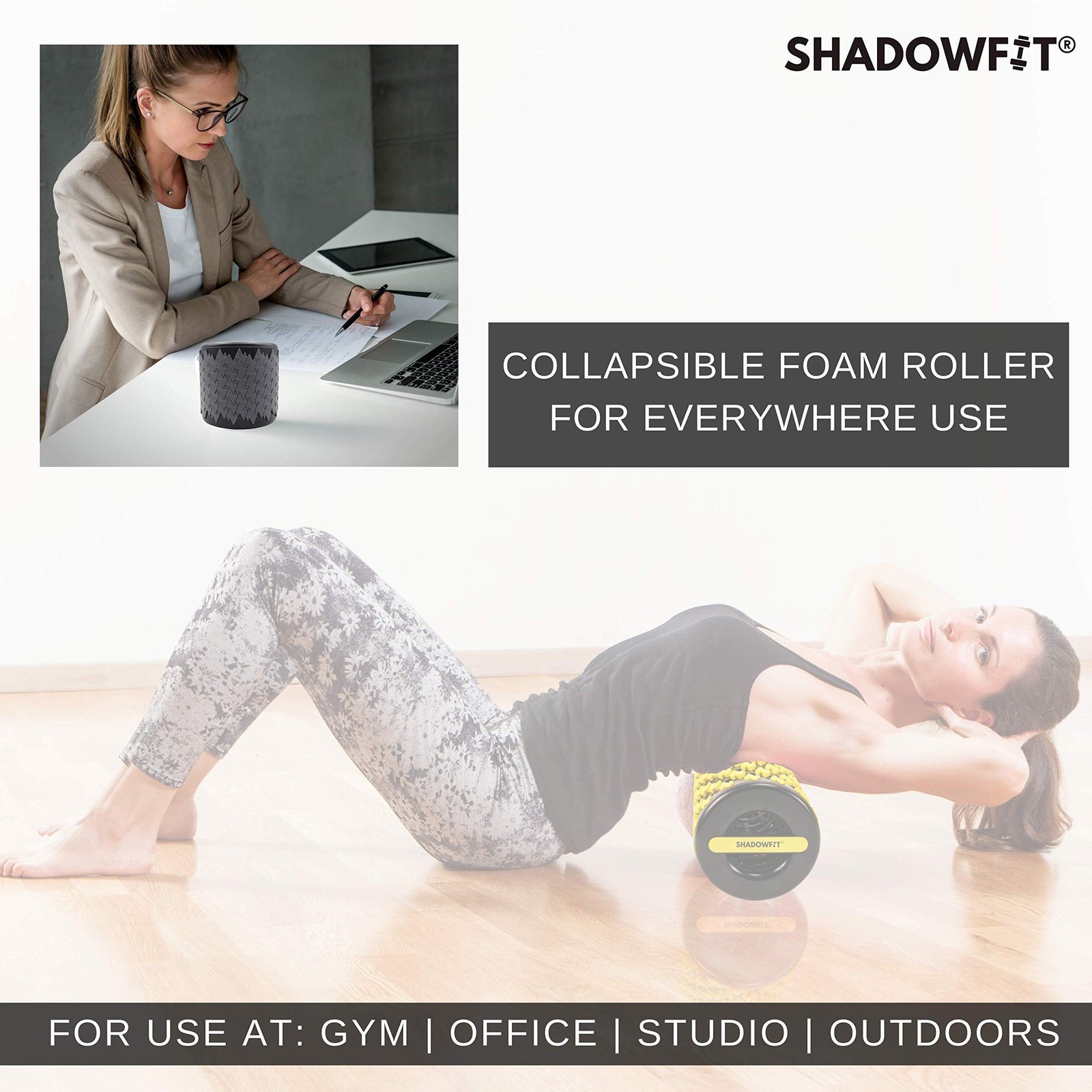 Adjustable Shadowfit Foam Roller Equipment for Sore Muscle, Tissues ∣ Mass